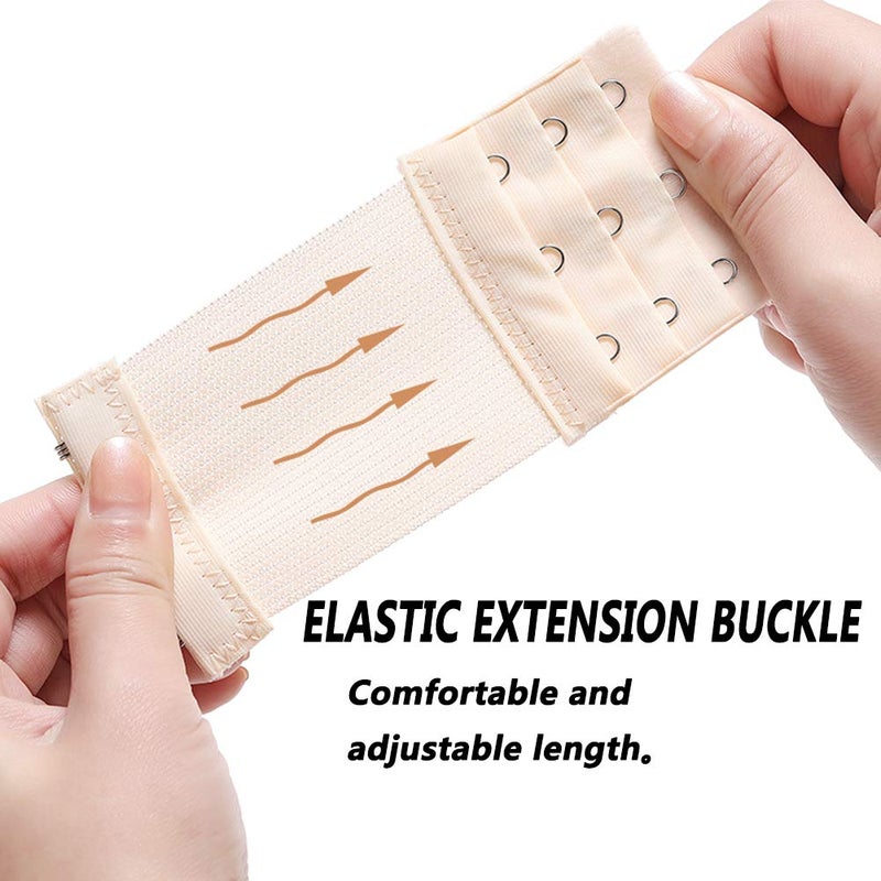 ACKLLR 12 Pieces Flexible Bra Extender Strap 2/3/4/5 Hooks 3 Rows Adjustable Elastic Bra Band Extension for Women, Black/White/Beige - Image 3